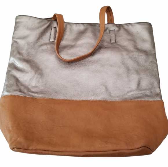 DKNY Donna Karan Soft Metallic Leather Tote Bag - Picture 12 of 15